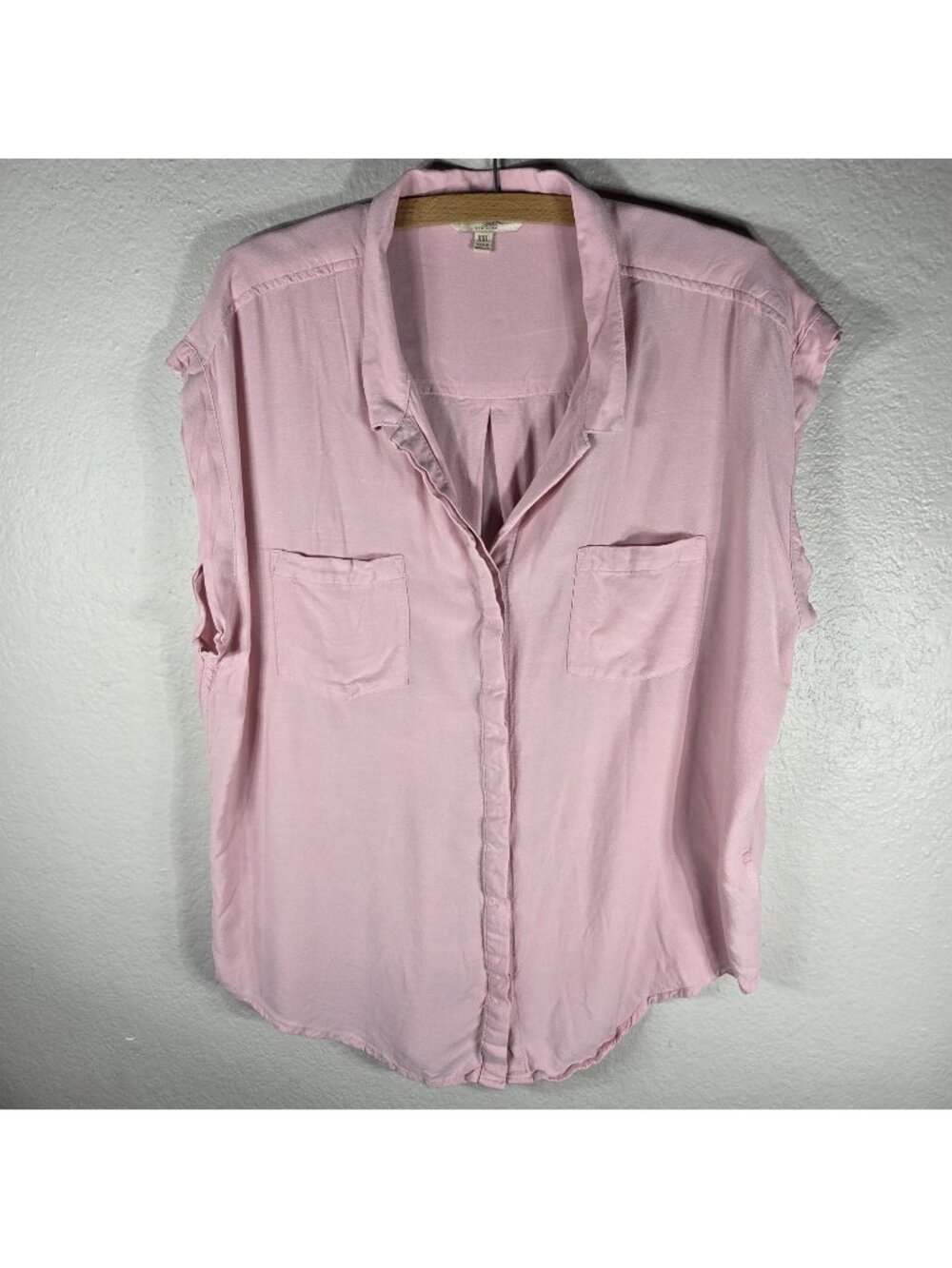 Jachs Girlfriend Women’s Size XXL Blouse Top Button Up Light Pink Short Sleeve